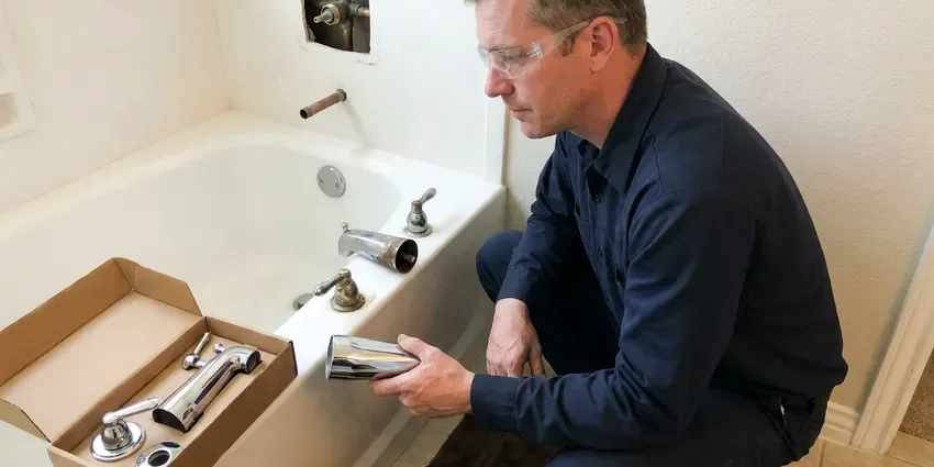 BRV Plumbing technician providing shower replacement in Huntsville