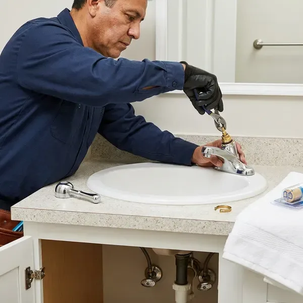 BRV Plumbing technician providing faucet repair in Huntsville, AL