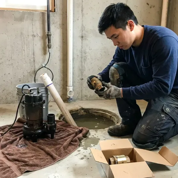 BRV Plumbing technician providing sump pump maintenance in Huntsville, AL