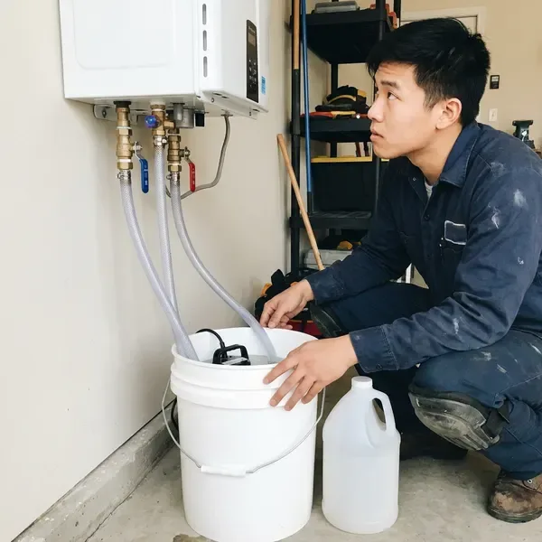 BRV Plumbing technician providing tankless water heater maintenance in Florence, AL