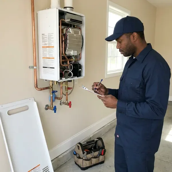 BRV Plumbing technician providing tankless water heater repair in Huntsville, AL
