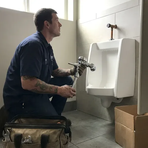 BRV Plumbing technician providing urinal installation in Alabaster, AL